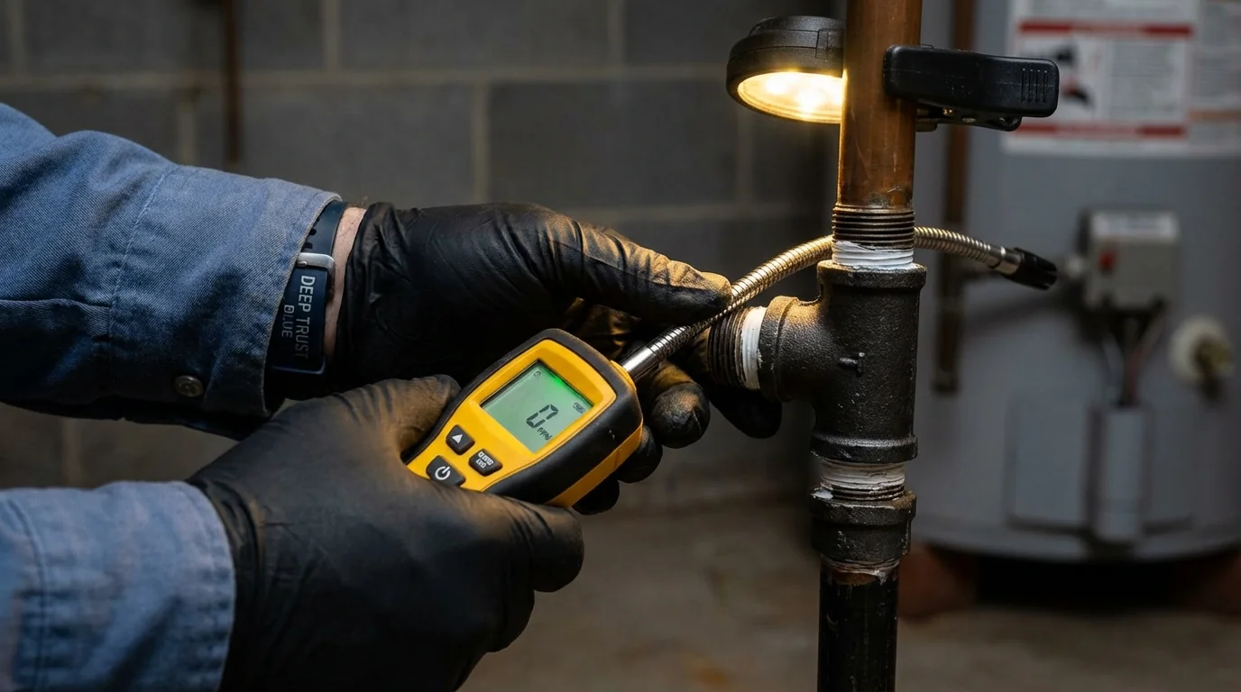 Gas leak detection with electronic sniffer by Johns Plumbing LLC in Westerly
