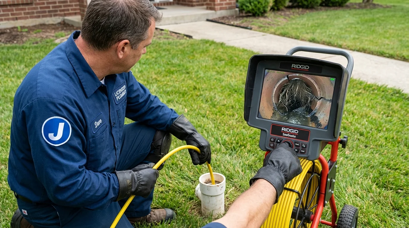 Sewer camera inspection being performed by Johns Plumbing LLC in Westerly